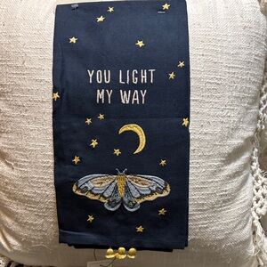 Embroidered kitchen towel with Moth and Stars